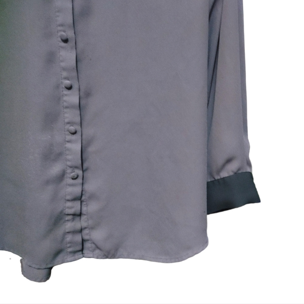 Torrid Gray Black Colorblock Sheer Button Down To… - image 5